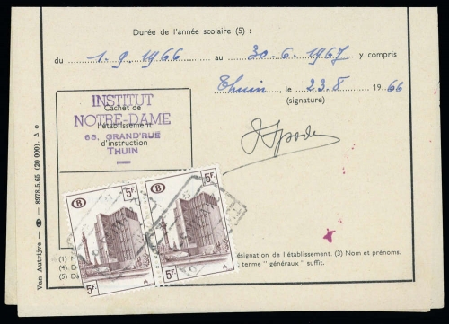 1966, Belgien Eisenbahnpaketmarken, 305 (2), Briefst.