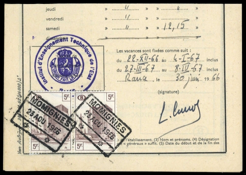 1966, Belgien Eisenbahnpaketmarken, 305 (2), Briefst.