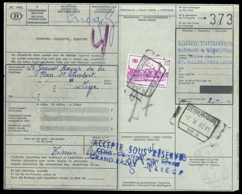 1966, Belgien, Pa 59, Briefst.