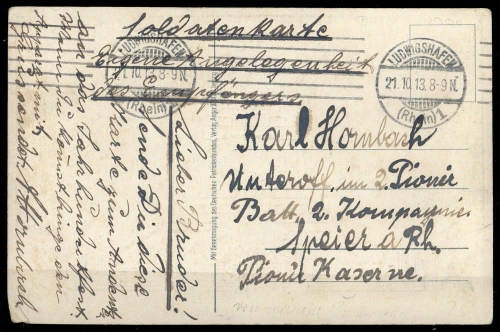 1913, Feldpost vor I. Wk, Brief