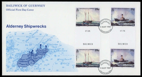 1987, Alderney, 34-35 ZW, FDC