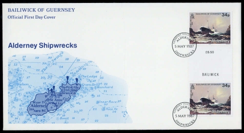 1987, Alderney, 36 ZW, FDC