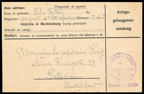 1914, Kriegsgefangenenlagerpost, Brief