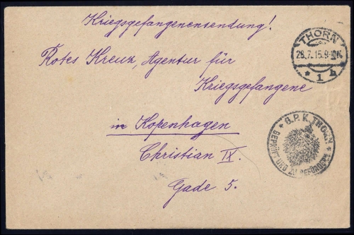 1915, Kriegsgefangenenlagerpost, Brief