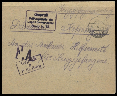 1917, Kriegsgefangenenlagerpost, Brief