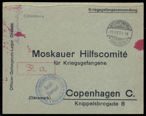 1917, Kriegsgefangenenlagerpost, Brief