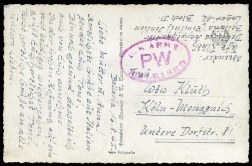 1945, Kriegsgefangenenlagerpost, Brief