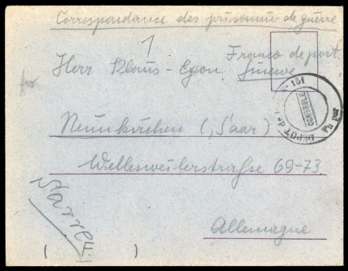 1914, Kriegsgefangenenlagerpost, Brief