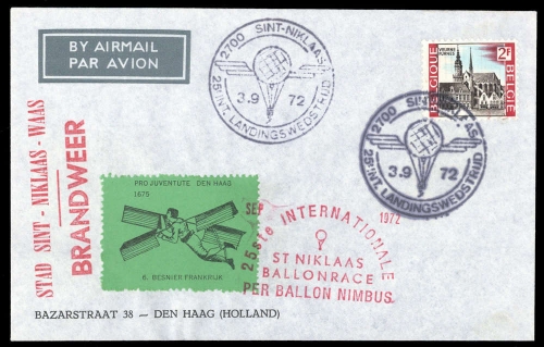 1972, Luftfahrt,Ballon,Ballonpost, Brief