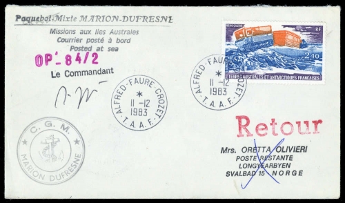 1983, Schiffahrt,Schiffspost,sonstige, TAAF 154, Brief