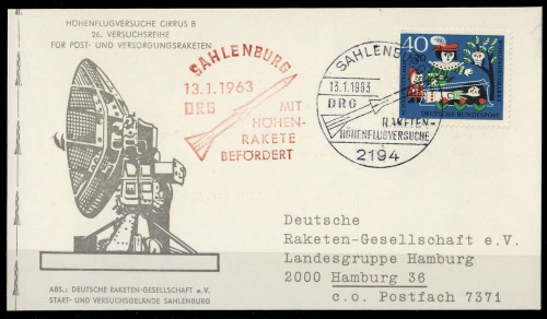 1962, Luftfahrt,Raketenpost,allgemein, 388, Brief