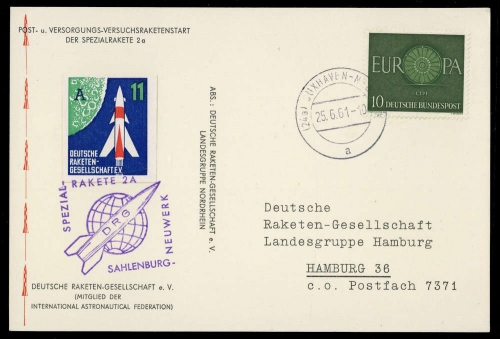 1961, Luftfahrt,Raketenpost,allgemein, 337, Brief