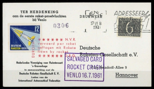 1961, Luftfahrt,Raketenpost,allgemein, 646, Brief
