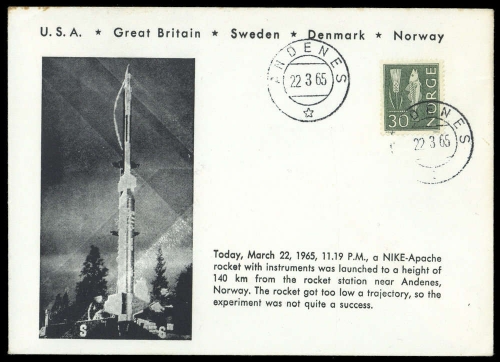 1965, Luftfahrt,Raketenpost,internationale nach 1945, 524 xA, Brief