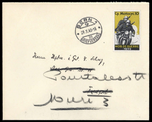 1939, Schweiz Soldatenmarken, Brief