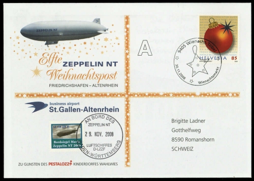 2008, Zeppelin,Zeppelinpost NT, LZ07 D-LZFN, Brief