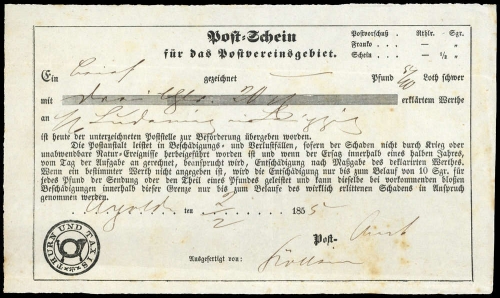 1855, Altdeutschland Thurn und Taxis, Brief