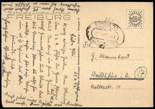 1947, Französische Zone Baden, Brief
