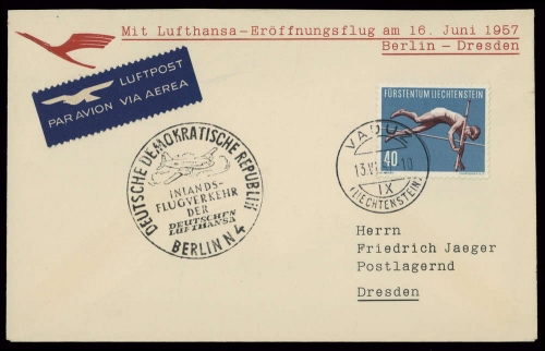 1957, Liechtenstein, 344, Brief