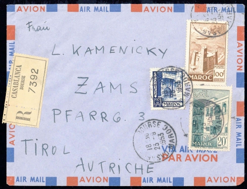 1952, Französische Post in Marokko, 350 u.a., Brief