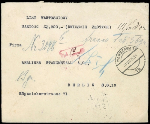 1928, Polen, Brief