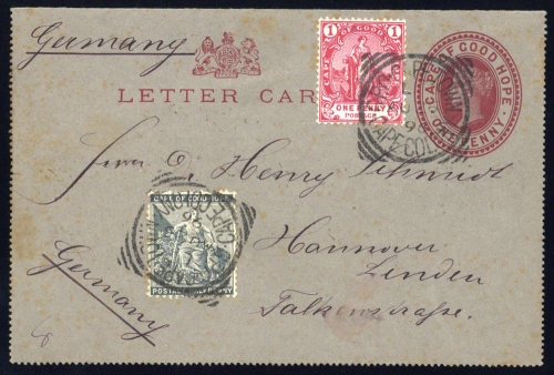 1895, Kap der Guten Hoffnung, K 1 u.a., Brief