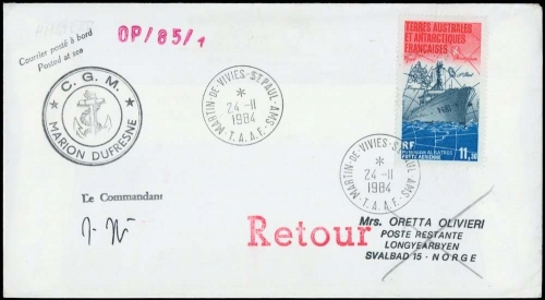 1984, Französische Gebiete in der Antarktis, 194, Brief