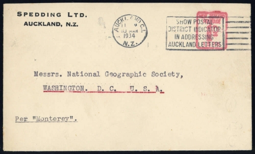 1934, Neuseeland, Brief