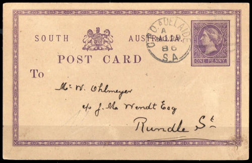 1877, Südaustralien, P 1, Brief