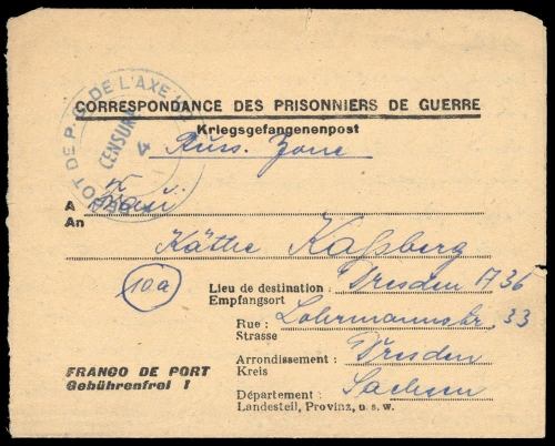 1947, Kriegsgefangenenlagerpost, Brief