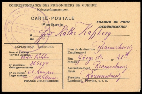 1947, Kriegsgefangenenlagerpost, Brief