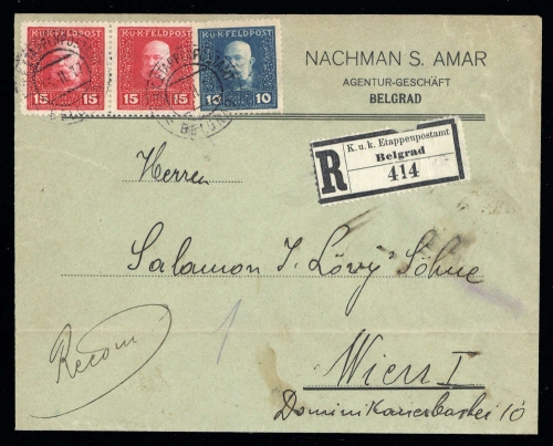 1915, Österreich Feldpost Allgemeine Ausgaben, 28, 30 A (2), Brief