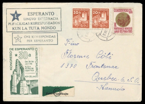 1965, Kunst u. Kultur,Esperanto,, CSR 1515 u.a., Brief
