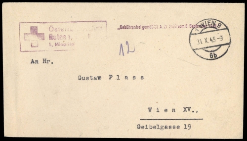 1945, Int.Organisationen,Rotes Kreuz,, Brief