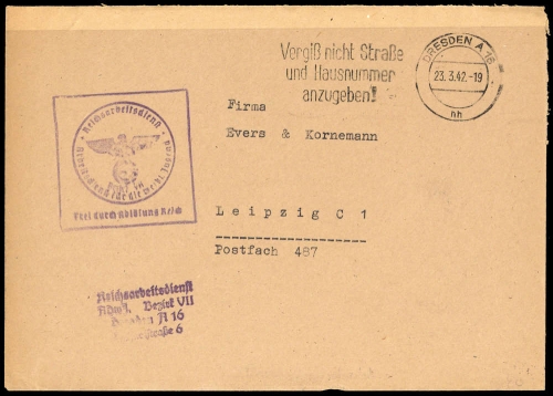 1942, III. Reich Propaganda,Organisationen,RAD, Brief
