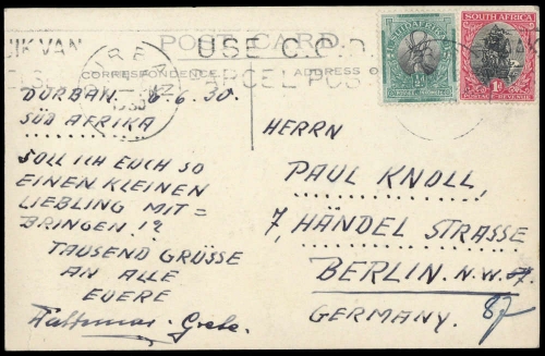 1926, Südafrika, 22-23, Brief