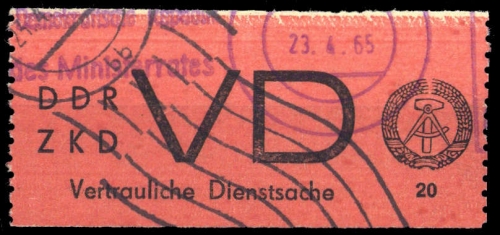 1965, DDR Vertrauliche Dienstsachen, VD 1 A, gest.