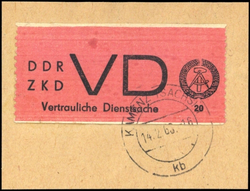 1965, DDR Vertrauliche Dienstsachen, VD 1 A, Briefst.