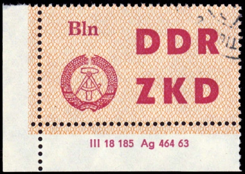 1963, DDR Verwaltungspost C Laufkontrollzettel ZKD, 1 DV 2, cto