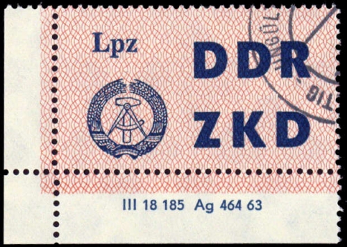 1963, DDR Verwaltungspost C Laufkontrollzettel ZKD, 9 DV 2, cto