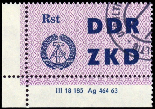 1963, DDR Verwaltungspost C Laufkontrollzettel ZKD, 13 DV 2, cto