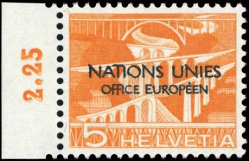 1950, Schweiz Europäisches Amt der Vereinten Nationen ONU, 1 PF ...