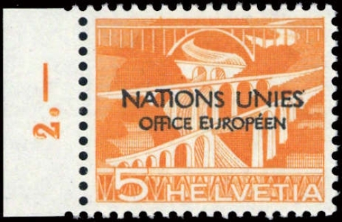 1950, Schweiz Europäisches Amt der Vereinten Nationen ONU, 1 PF ...