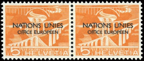 1950, Schweiz Europäisches Amt der Vereinten Nationen ONU, 1 PF ...