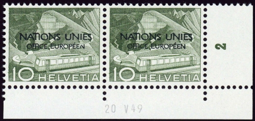 1950, Schweiz Europäisches Amt der Vereinten Nationen ONU, 2 PF ...
