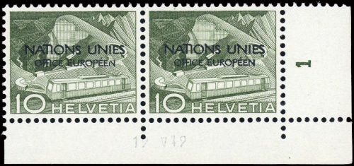 1950, Schweiz Europäisches Amt der Vereinten Nationen ONU, 2 PF ...