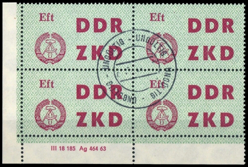 1963, DDR Verwaltungspost C Laufkontrollzettel ZKD, 4 DV 2, cto