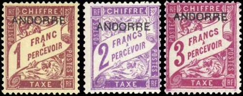 1931, Andorra Französische Post, P 6-8, **