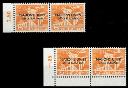 1950, Schweiz Europäisches Amt der Vereinten Nationen ONU, 1 PF ...