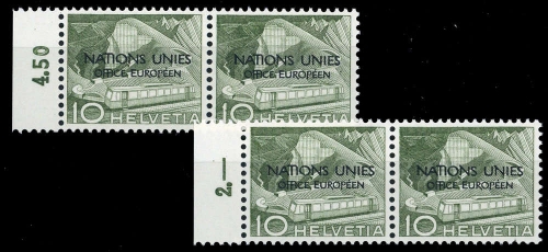 1950, Schweiz Europäisches Amt der Vereinten Nationen ONU, 2 PF ...
